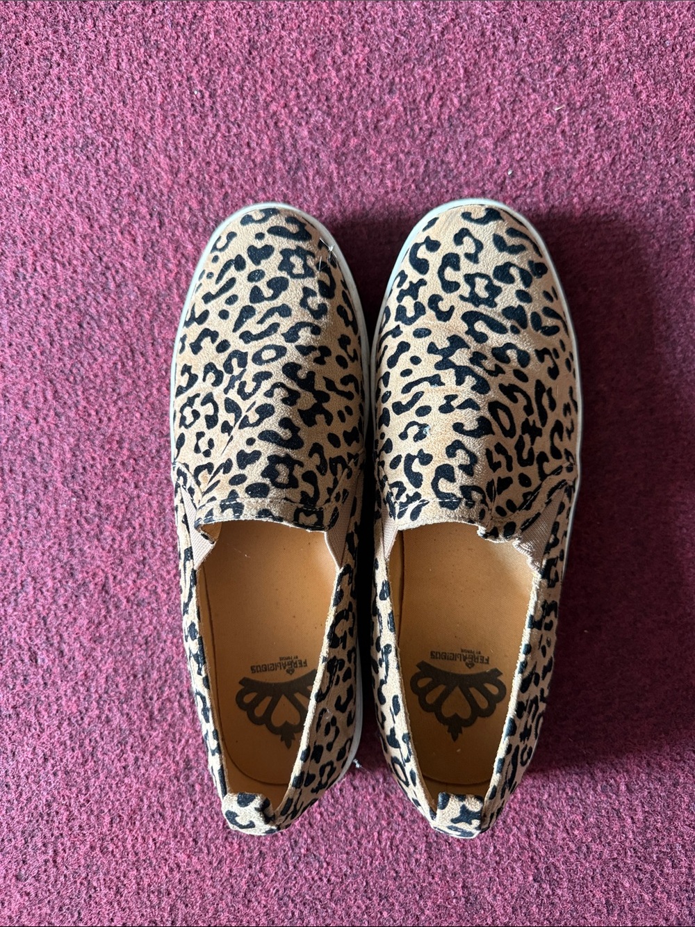 Fergalicious Leopard Print Slip-On Sneakers - Tan & Black